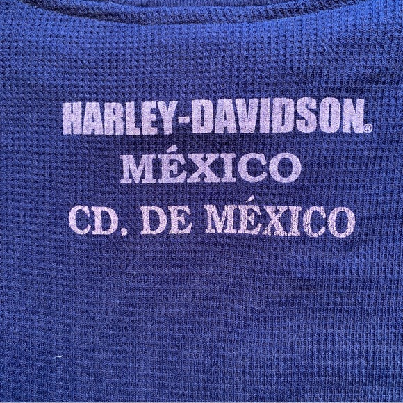 Harley-Davidson NWOT Blue Long Sleeve Waffle Weave Stretch Shirt and HD Box - Picture 4 of 6